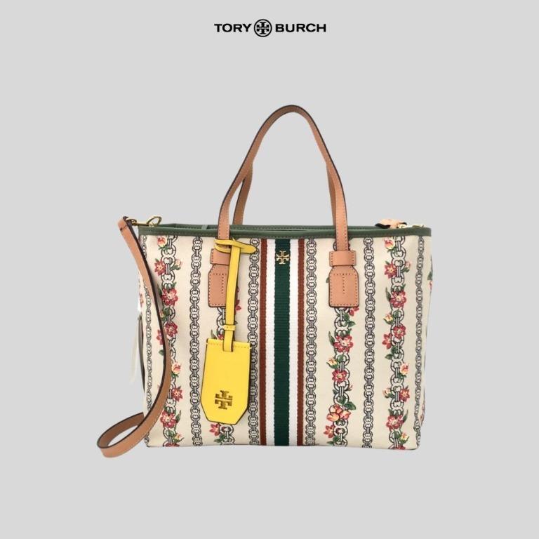 Tory burch gemini sales link canvas floral tote