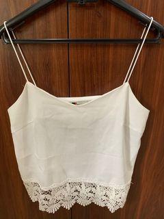 TEMT White Tank Top With Lace Detail