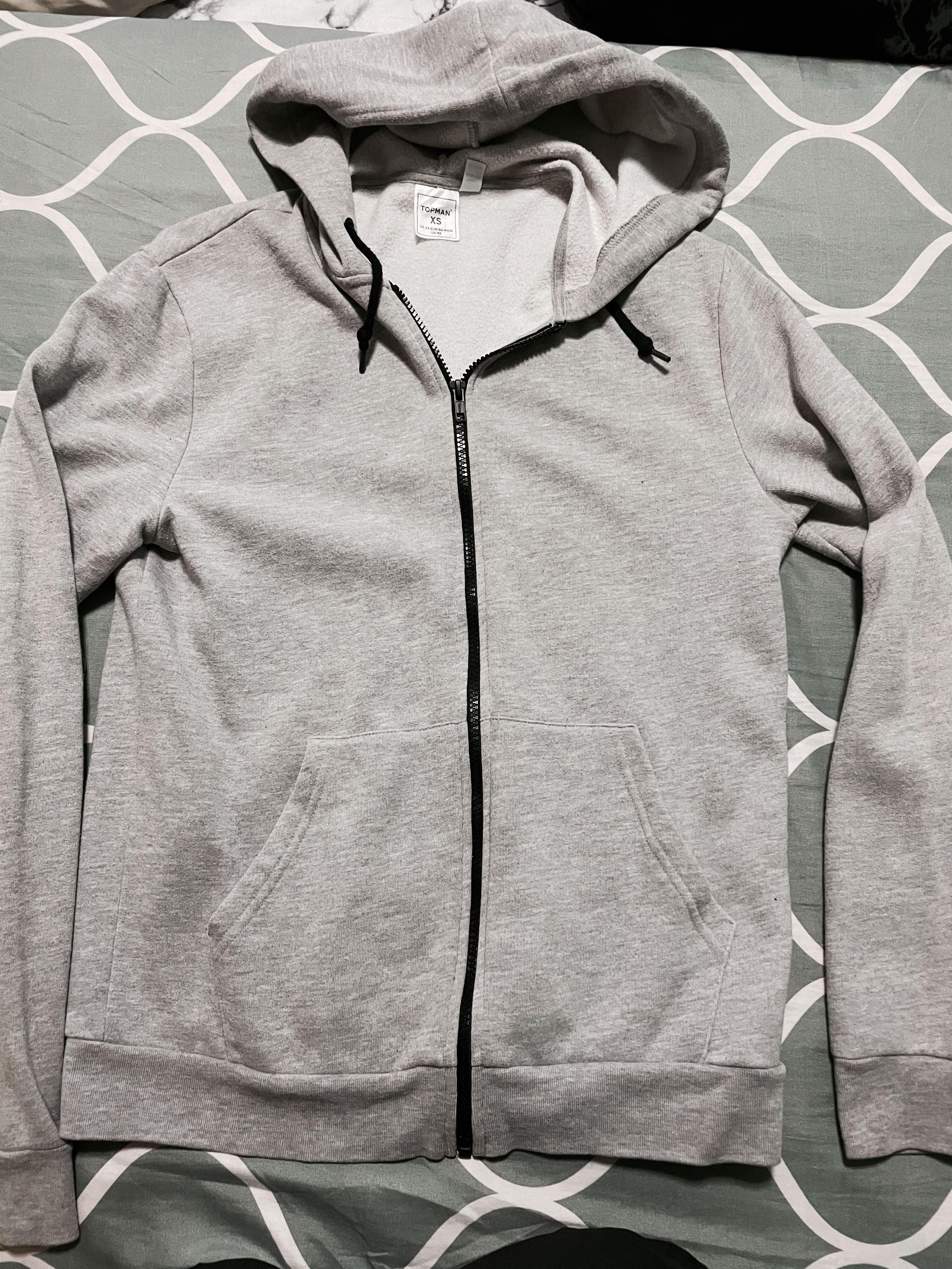 Topman Grey Hoodie Men s Fashion Tops Sets Hoodies on Carousell