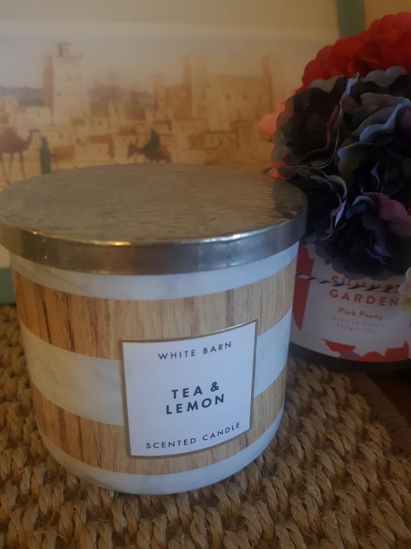 White Barn 3Wick Candle Tea & Lemon Candle, Furniture & Home Living