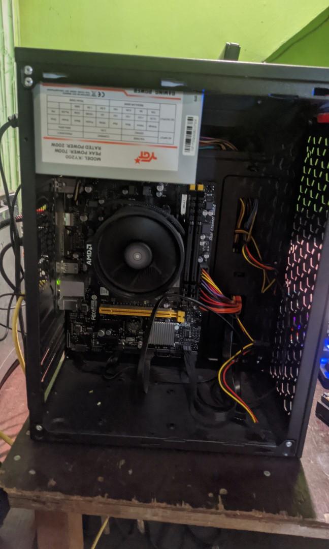 2nd Hand Mid-Gaming CPU ( 3 months used) (Category: Desktops) located in Pasig City. Submitted by chrispaulmir (Listing ID 1080413411, Image 3). Description: SELLING 2ND HAND CPU RUSH PLS BOUGHT ON 01/12/21 PRICE: 18,000 (Negotiable) (NO MONITOR/MOUSE/KEYBOARD INCLUDED) NEED LANG PO PAMBAYAD SA HOSPITAL BILLS/MEDICINES AT GATAS DIAPER NG BABY KO 😢😢 PM ME FOR INTEREST CPU SPECS Processor: Ryzen 3 3200G 3.2 Ghz Motherboard: Biostar A320MH SSD: Sa
