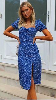 Alexxa Blue-wHITE midi dress