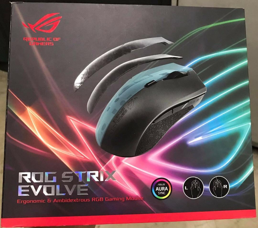 ASUS ROG STRIX EVOLVE RGB BLACK GAMING MOUSE, Computers & Tech, Parts
