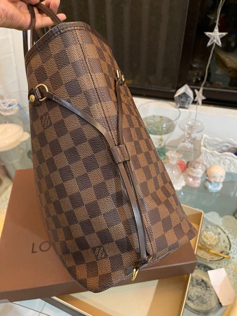 Louis Vuitton Neverfull MM Damier Ebene Tote Shoulder Bag Box Dust Bag  Receipt