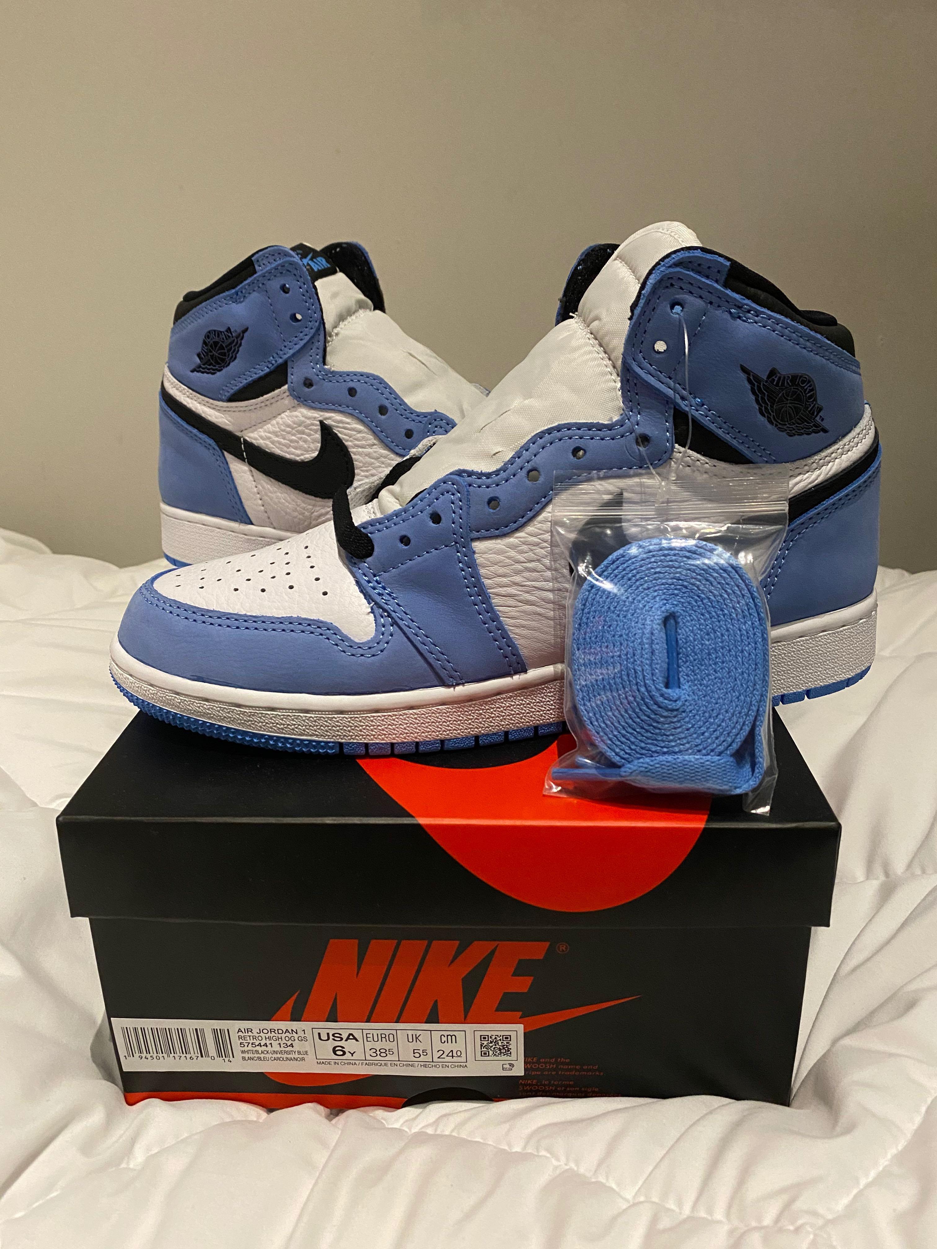 BNDS Nike Air Jordan 1 Uni Blue US6Y, Women's Fashion, Footwear, Sneakers  on Carousell
