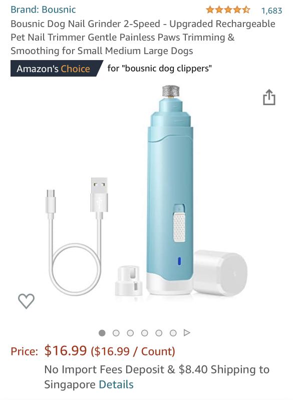 Bousnic Dog Nail Grinder 2 Speed Upgraded Rechargeable Pet Nail Trimmer Gentle Painless Paws Trimming Smoothing for Small Medium Large Dogs Pet Supplies Health Grooming on Carousell