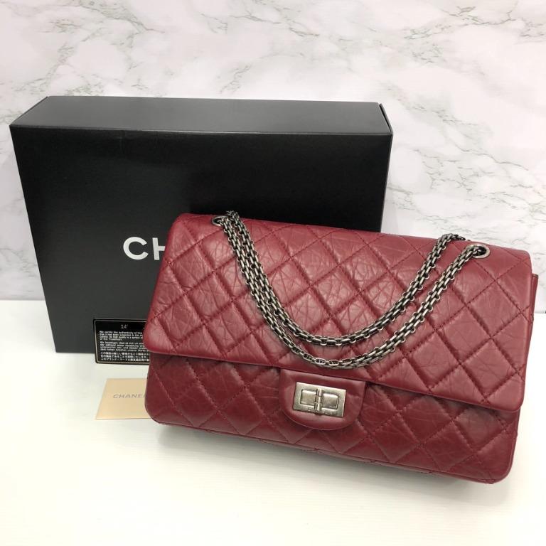 (Discounted)CHANEL NO.14 CALFSKIN 2.55 RED WFLAP CHAIN SHOULDER BAG  217005553
