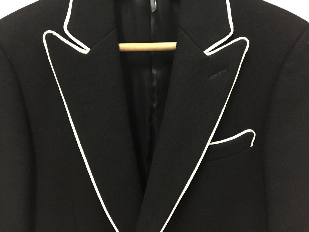 Dior Homme AW06 Black Blazer Jacket with Contrast Piping Size 44