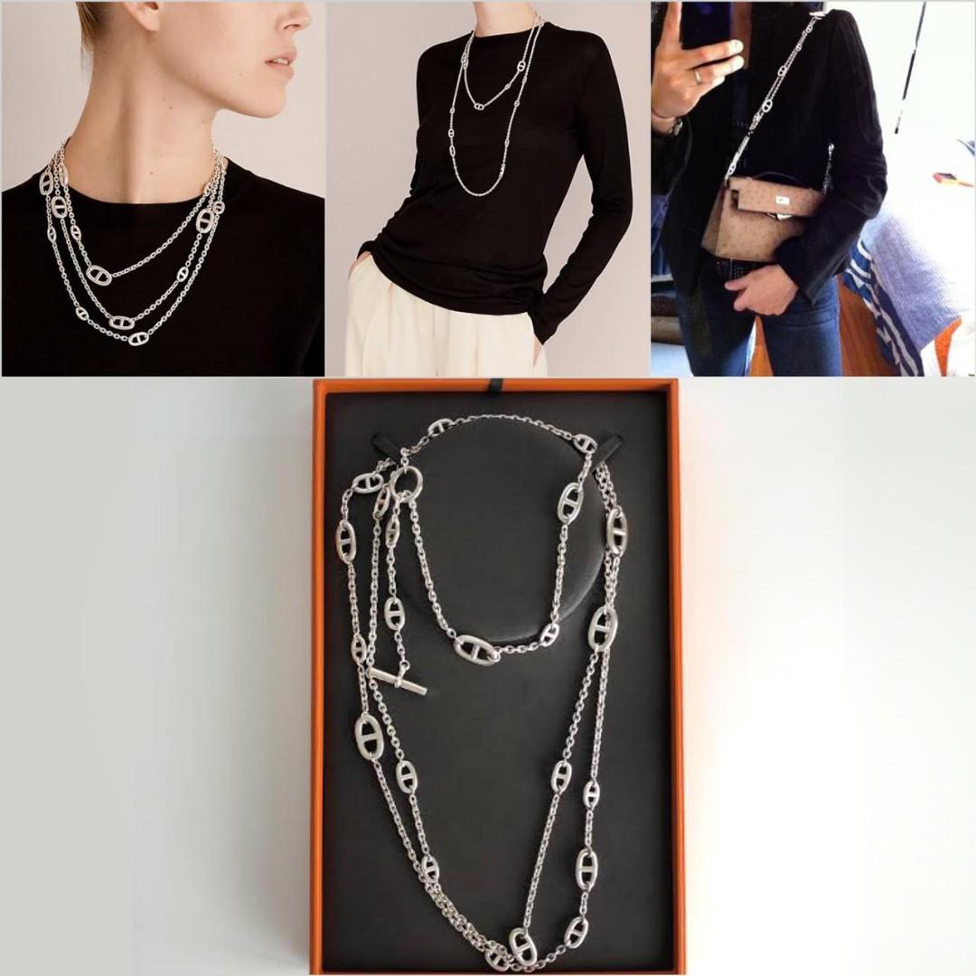 Hermes farandole necklace silver 120 cm 160cm Bisa jadi necklace