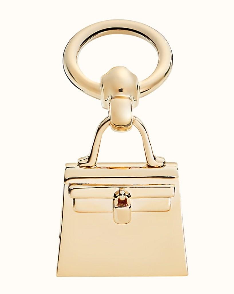 Hermes Etoupe Mini Micro Kelly Twilly Bag Charm Keychain Key fob