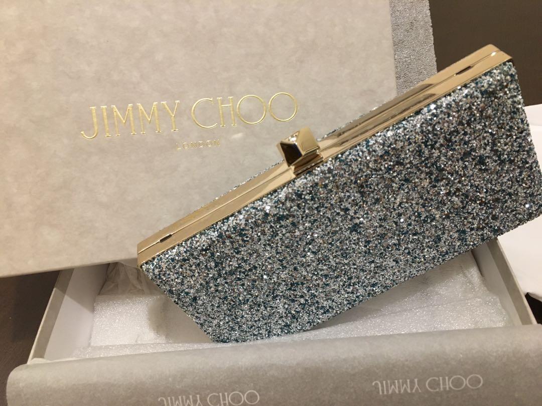 Jimmy choo online celeste glitter clutch