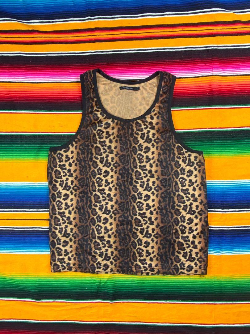 leopard print singlet, Women's Fashion, Tops, Sleeveless on Carousell
