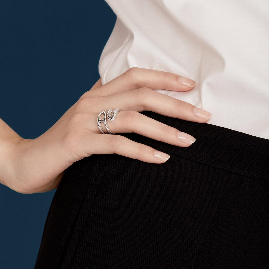 🦄 HERMES Chaine d'Ancre Twist Ring PM Small Model Silver