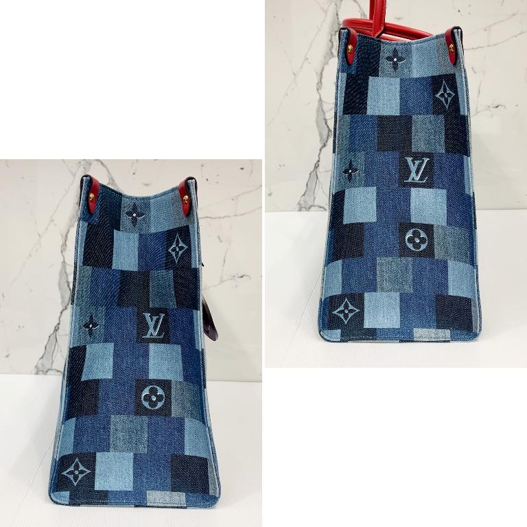 Louis Vuitton Monogram Denim On The Go GM 2WAY Bag Blue Red M44992