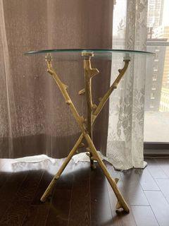 Crafted design versatile gold glass accent side table end table Crafted design versatile gold glass accent side table end table
