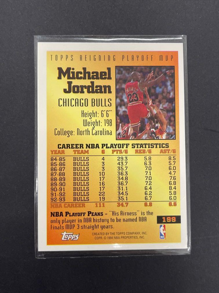 Michael Jordan 1993 94 Topps Reigning playoff MVP Hobbies Toys
