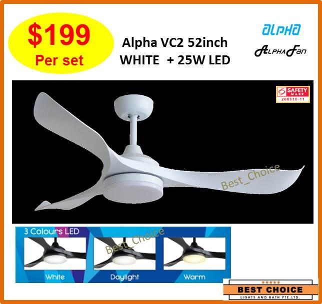 NEW 199 Alpha Vannus Ceiling Fan LED Light 25W DC Motor VC2 52inch