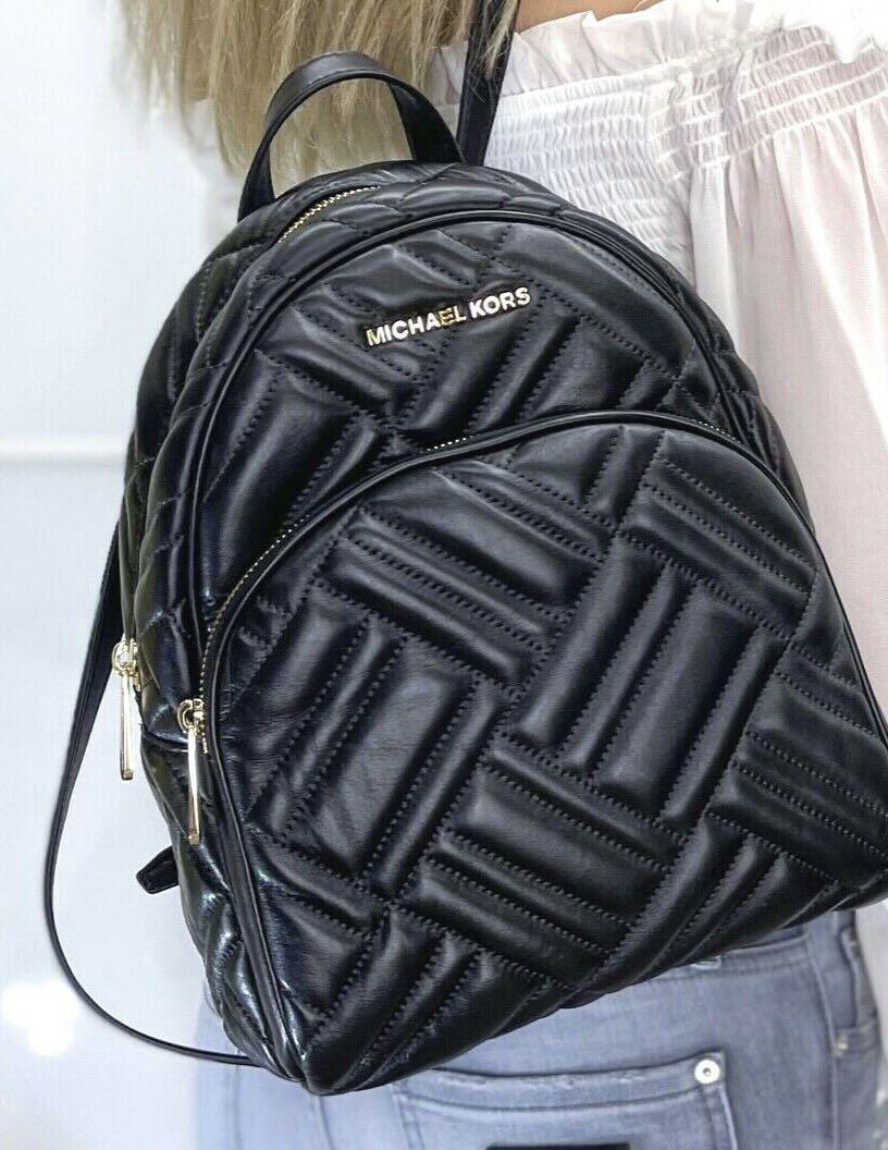 SALE NWT Michael Kors Abbey Medium Quilted Leather Backpack 35S9SAYB2T Black 498