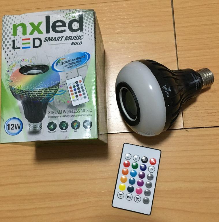 Nxled Smart Music Bulb (Category: Lighting) located in Manila. Submitted by hakunaematata (Listing ID 1080473294, Image 1). Description: Watch its functionality here - https://www.youtube.com/watch?v=JOWUGYph4fg Rarely used. Bought for a party, pretty cool actually but never used again..