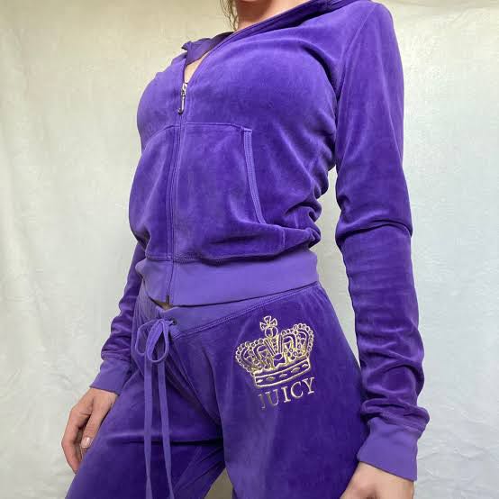 Original Juicy Couture Y2k Purple And Gold Velour Tracksuit Set Women