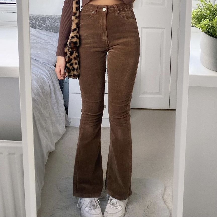 shein brown flare pants, Women's 