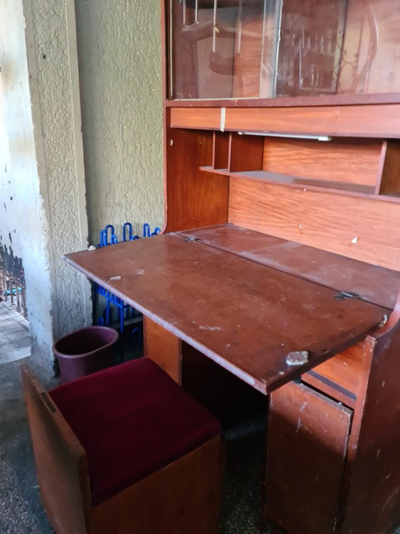 Vintage Study Table / Bookcase with chair, Furniture & Home Living