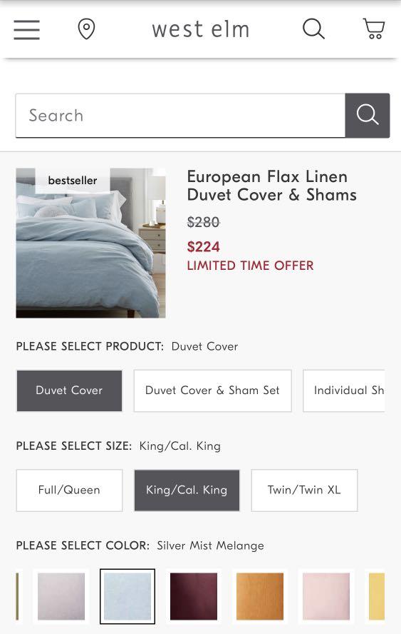 West Elm Linen Duvet Cover + Shams, Furniture & Home Living, Bedding & Towels on Carousell