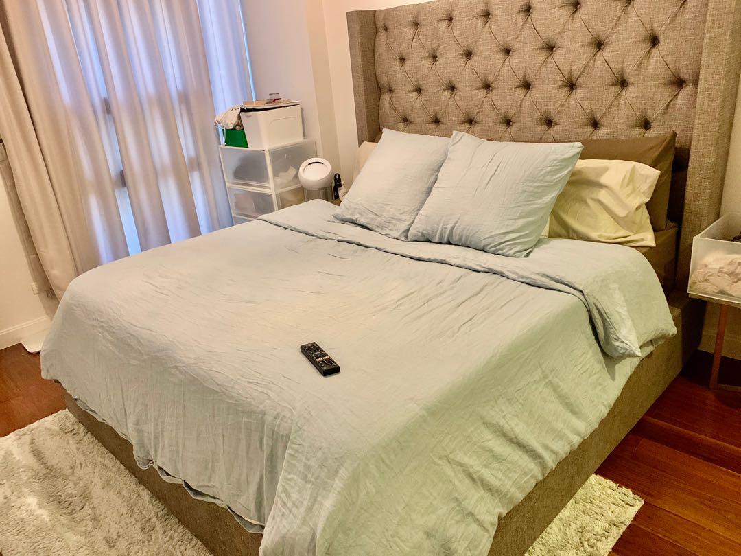 West Elm Linen Duvet Cover + Shams, Furniture & Home Living, Bedding