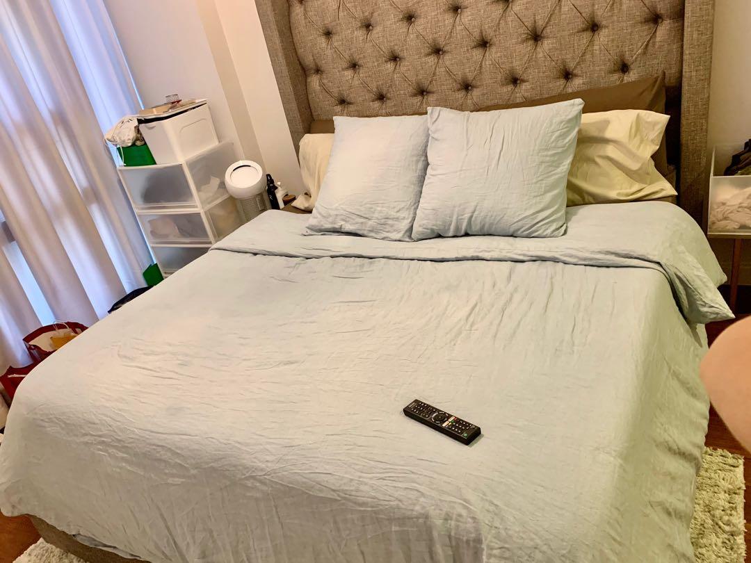 West Elm Linen Duvet Cover + Shams, Furniture & Home Living, Bedding