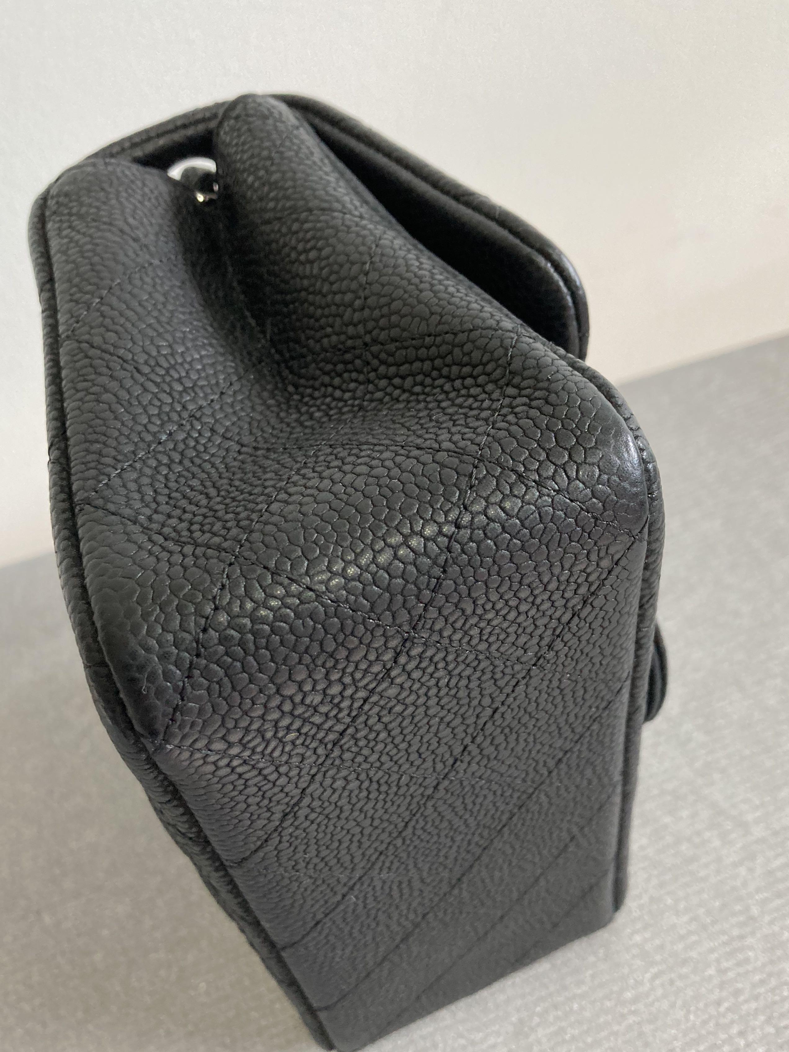 17 Chanel Mini Black Caviar Square Flap Bag in SHW, Luxury, Bags