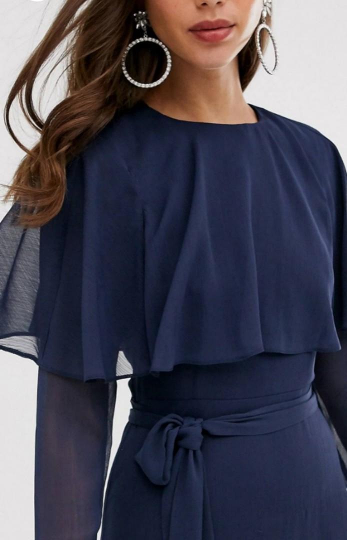 Asos blue cape dress cheap