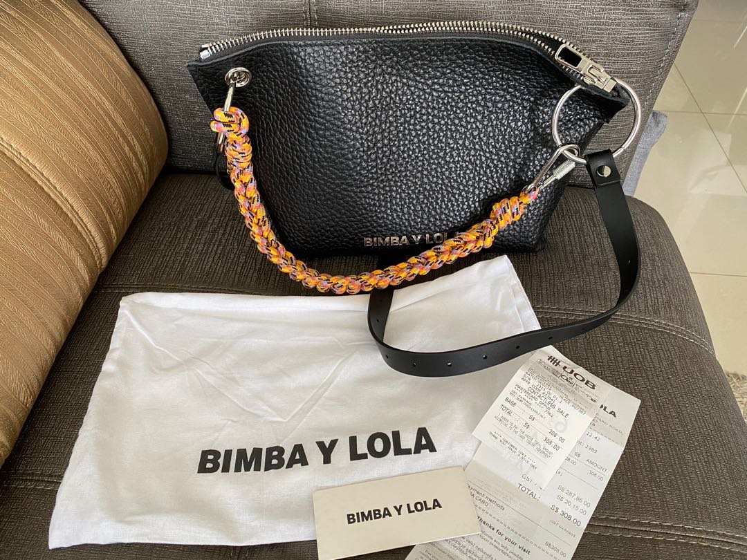 Bimba Y Lola M Black Leather Trapezium Bag