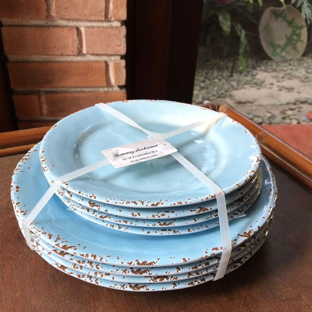 Brand New Tommy Bahama set of 8 melamine plate collection, Furniture