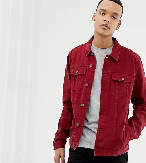 denim maroon jacket