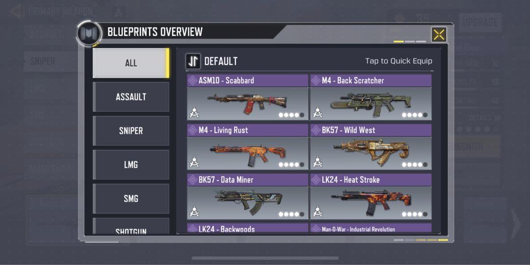 Codm (Category: PlayStation) located in Singapore. Submitted by iluvmymom2022 (Listing ID 1082755843, Image 3). Description: ABLE TO TRADE FOR ML ACCOUNT Have a lot of epic with manta ray, urban tracker with the dark version too and also have the new season battle pass . Current rank legend. Feel free to pm me for more pic if interested, I also have extra 450 to 500 cp left. Dlq diamond skin also have 75 epic gunskin and also have 17 epic seconda