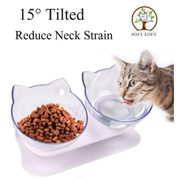 Raised Cat Bowls Cute Tilted Elevated Cat Food and Water Bowls Pet Feeder  Dishes Protect Pet Spine for Small, Medium Cats and Dogs Feeding Supplies