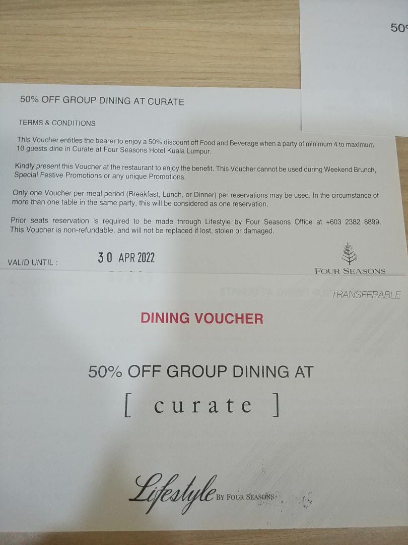 Four seasons dining discount voucher, Tickets & Vouchers ...