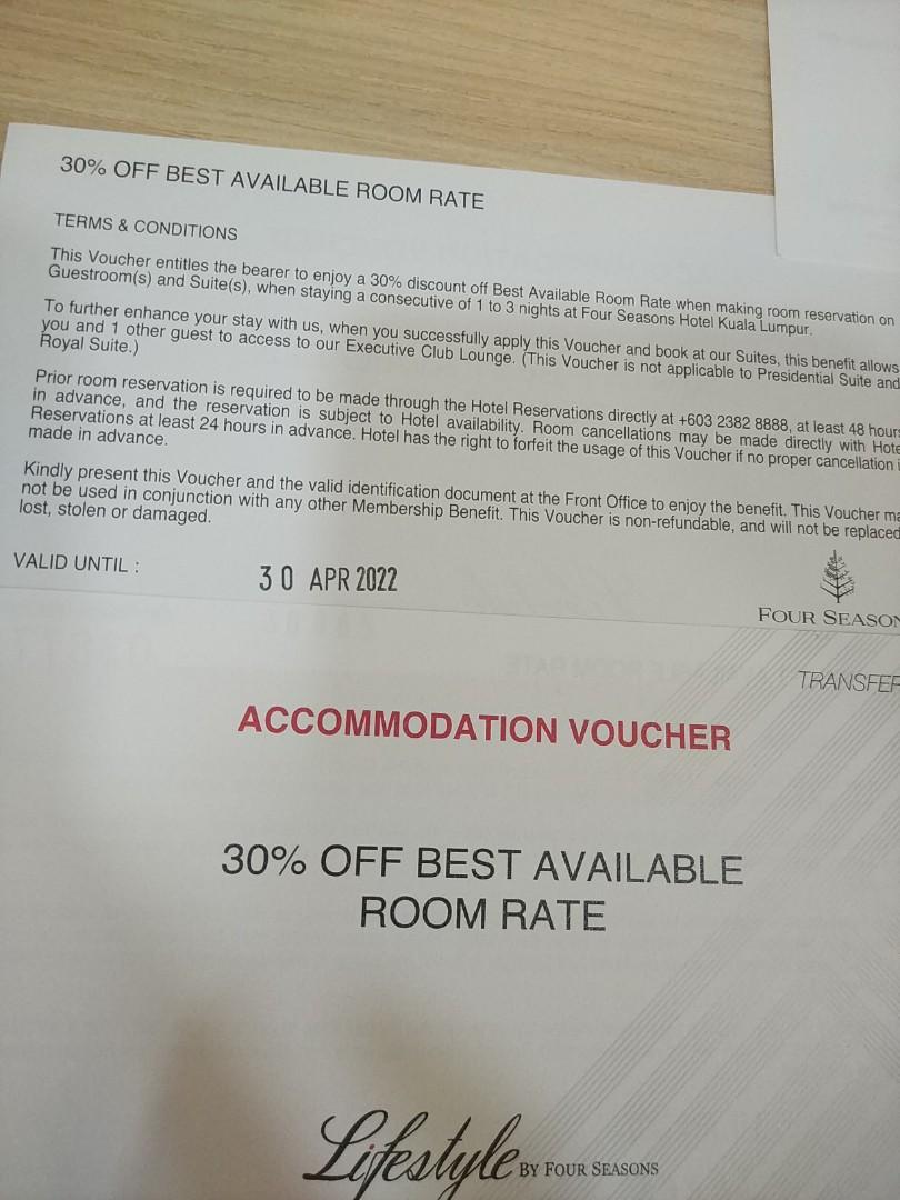 Four seasons room discount voucher, Tickets & Vouchers ...