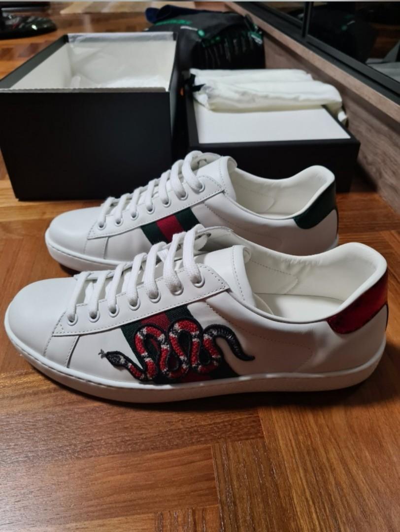 Gucci Ace kingsnake leather low trainers mens shoe