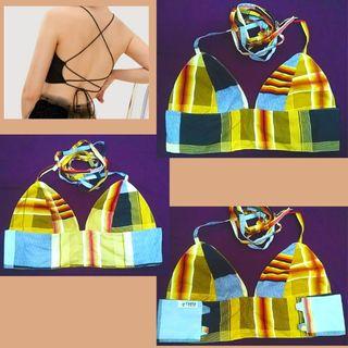 Handmade DOUBLE SIDED BRALETTE Kain Pelikat WITH ADJUSTABLE BACK STRAP