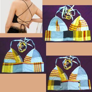 Handmade DOUBLE SIDED BRALETTE Kain Pelikat WITH ADJUSTABLE BACK STRAP : handmade
