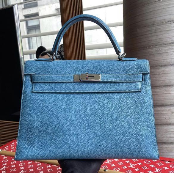 Hermes Bleu Saphir Sellier Kelly 32 Bag – The Closet