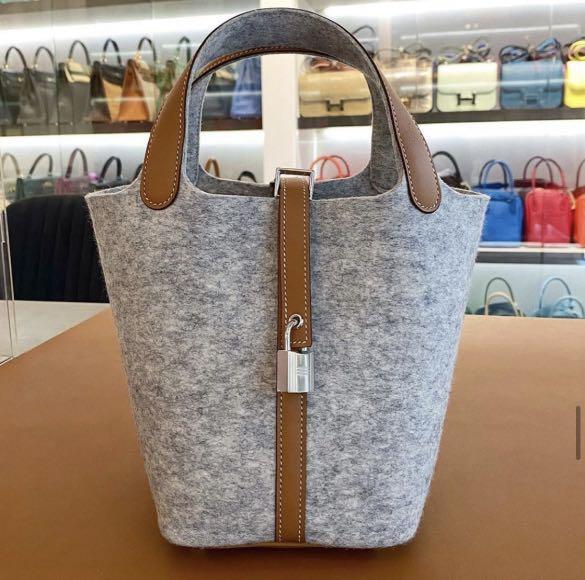 HERMES PICOTIN 18 GRIS PERLE OSTRICH, Luxury, Bags & Wallets on Carousell