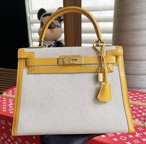 Kelly 28 Gold Vintage / Natural Sable , Luxury, Bags & Wallets on Carousell