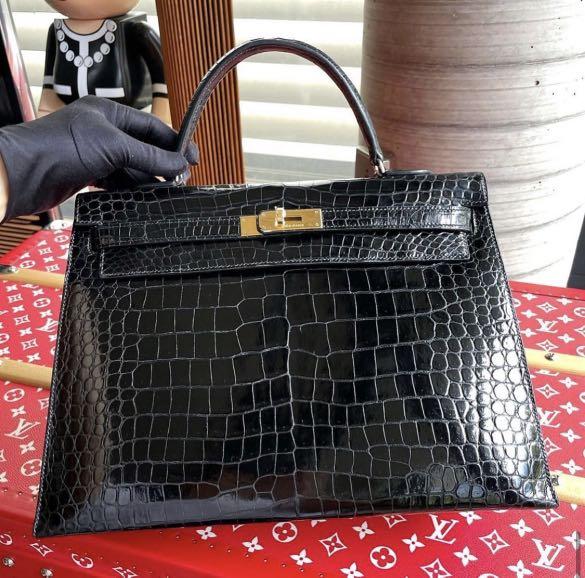 Rare vintage Hermès Kelly 35 in Porosus Crocodile, Luxury, Bags & Wallets  on Carousell