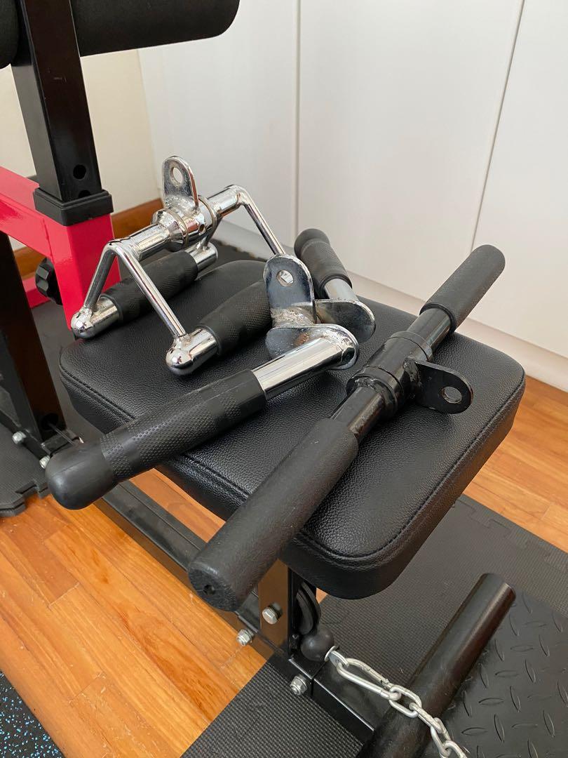 Home gym bench pulley system free weights