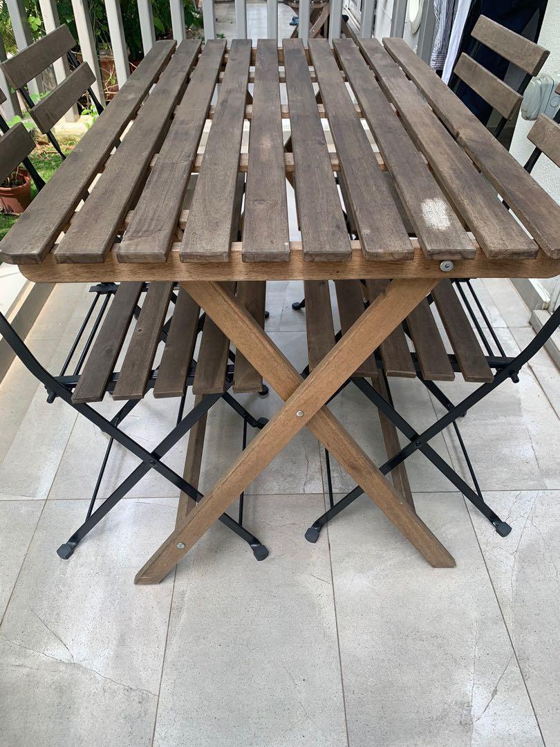 IKEA outdoor folding table and chairs, Furniture & Home Living