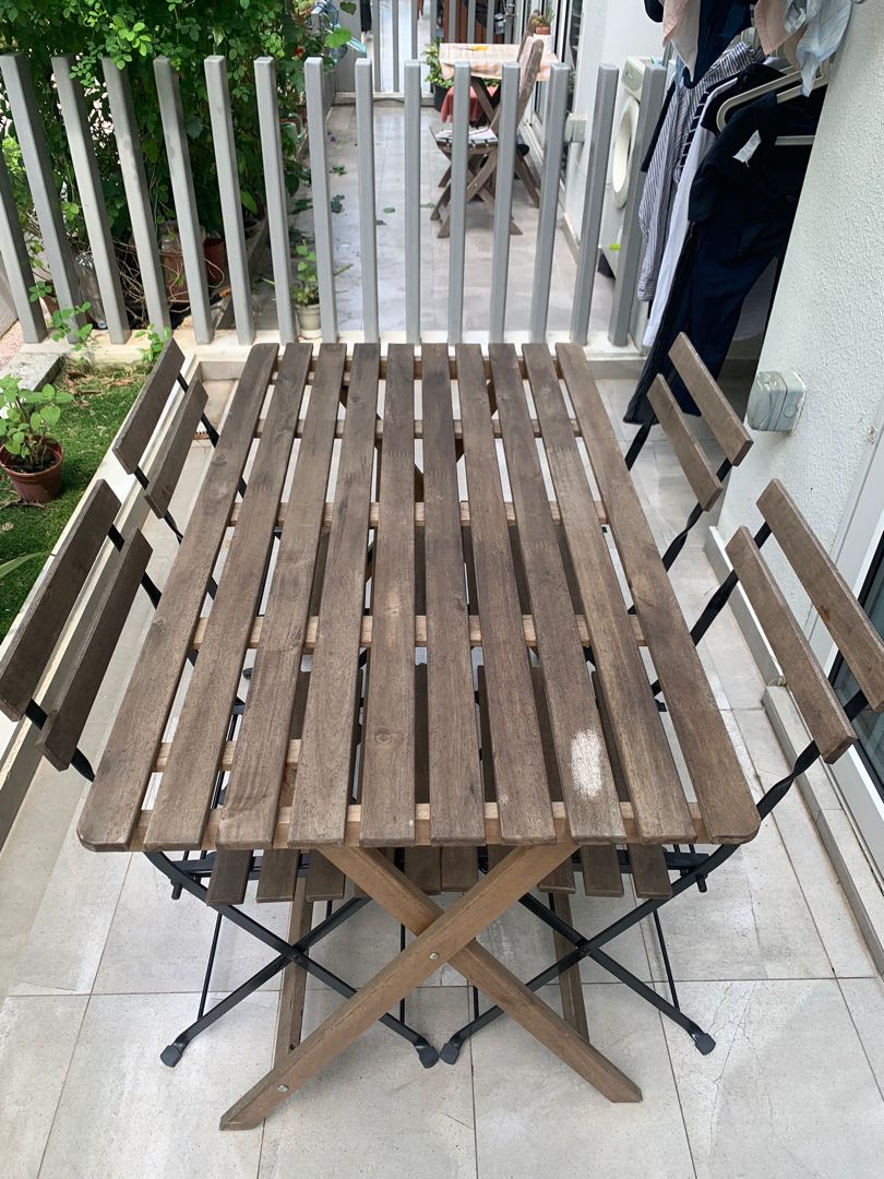 IKEA outdoor folding table and chairs, Furniture & Home Living