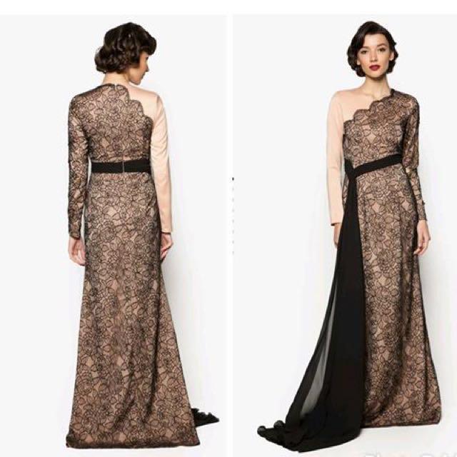 Jovian mandagie long dress trend glamour muslimah black nude color