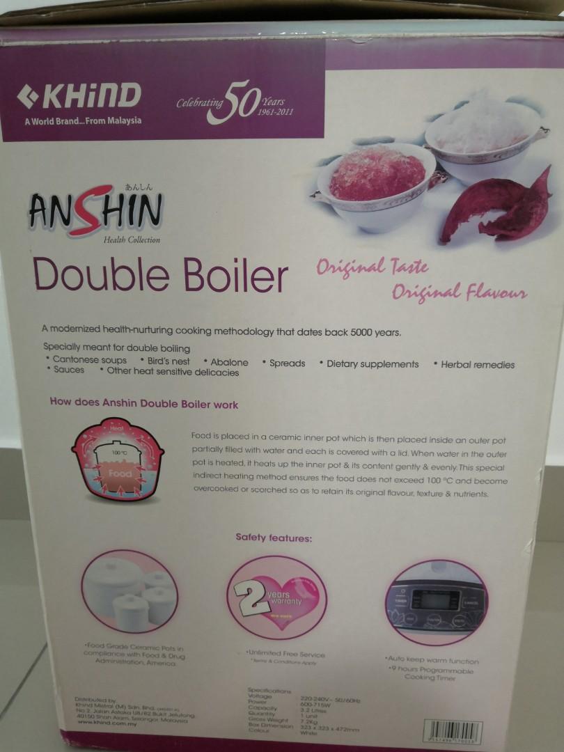 Khind double boiler DB600, TV & Home Appliances, Kitchen Appliances